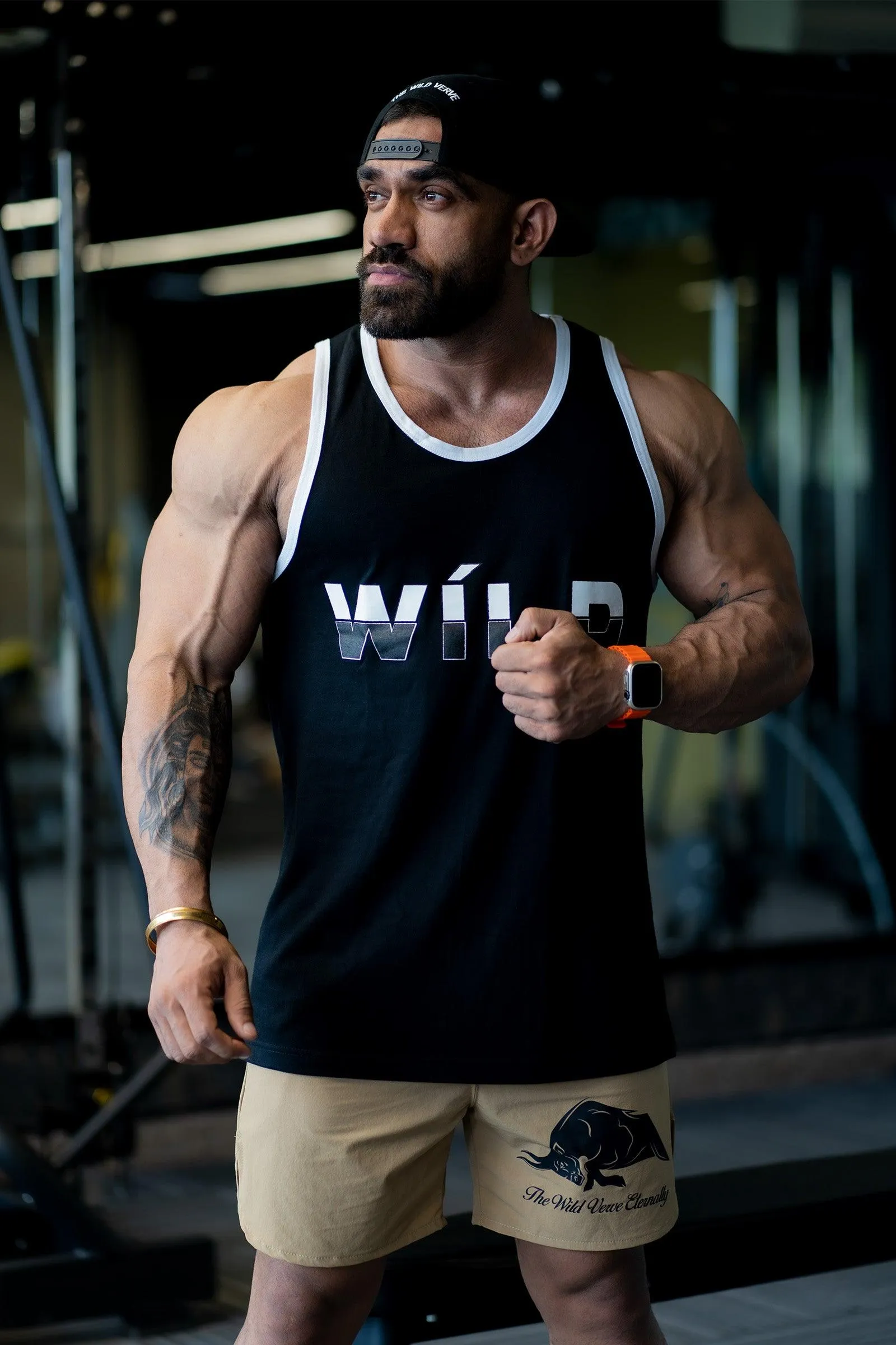 Streetwear Tank With Wild Print (Black)