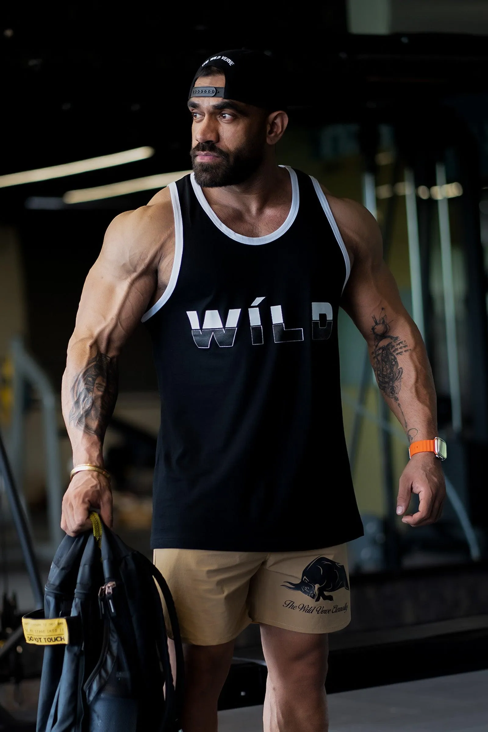 Streetwear Tank With Wild Print (Black)