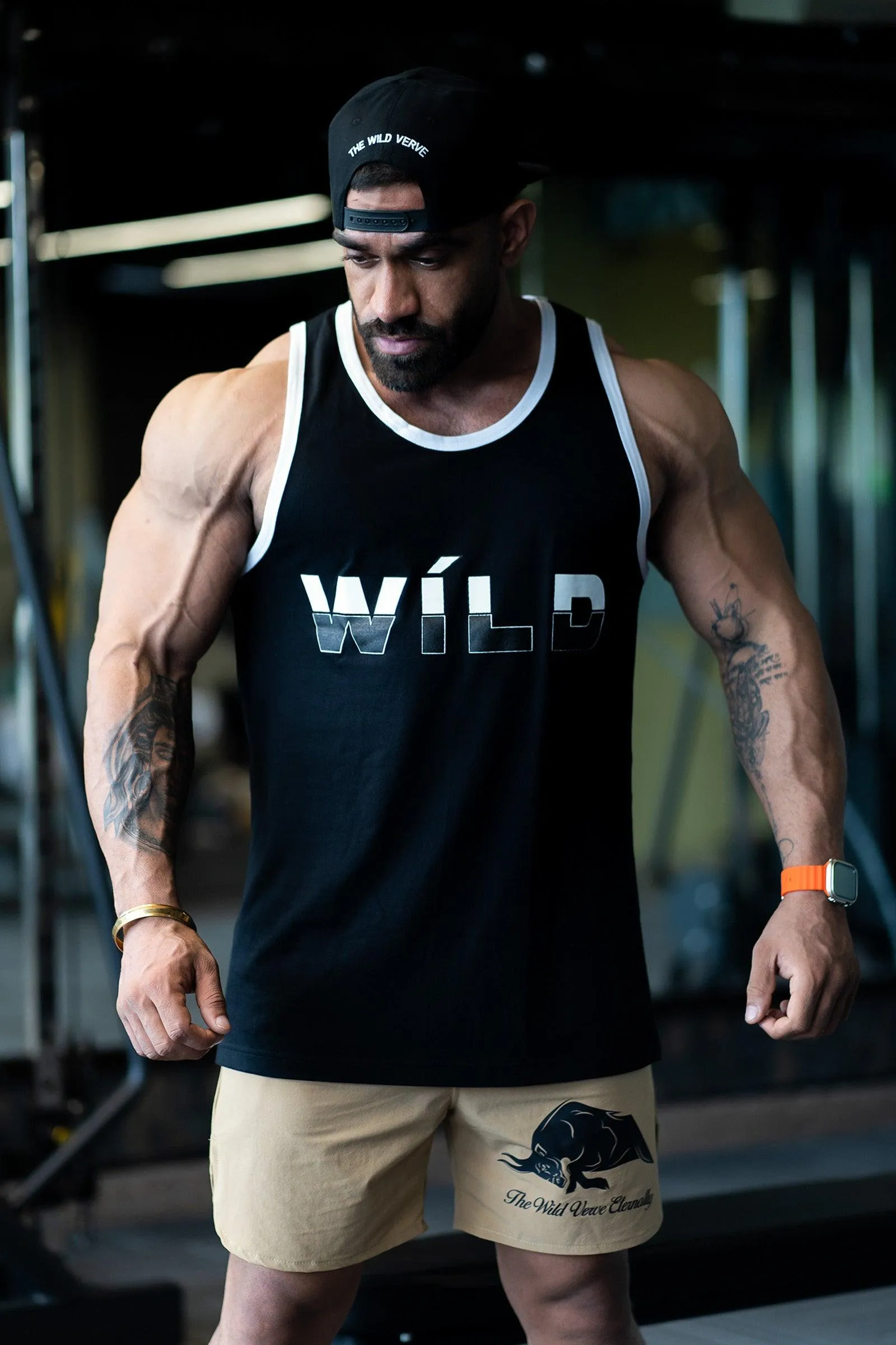 Streetwear Tank With Wild Print (Black)