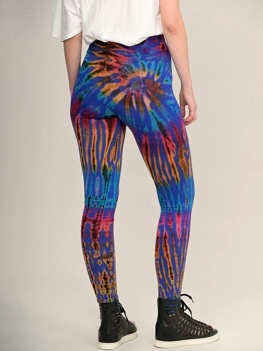 Tie Dye Leggings - Electric Blue