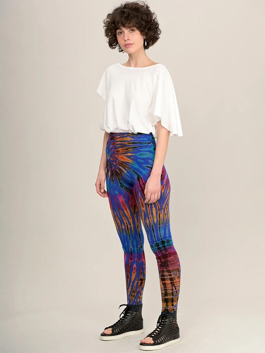 Tie Dye Leggings - Electric Blue