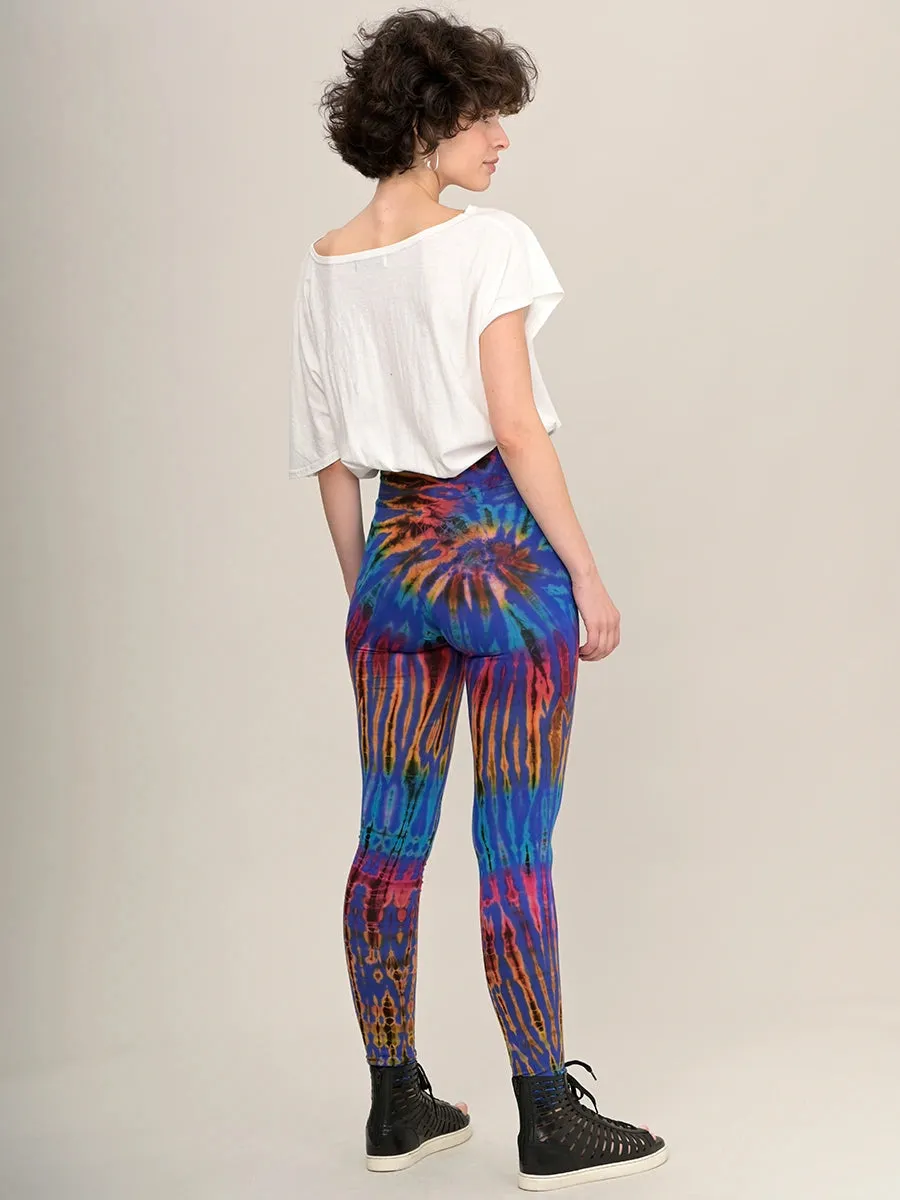 Tie Dye Leggings - Electric Blue