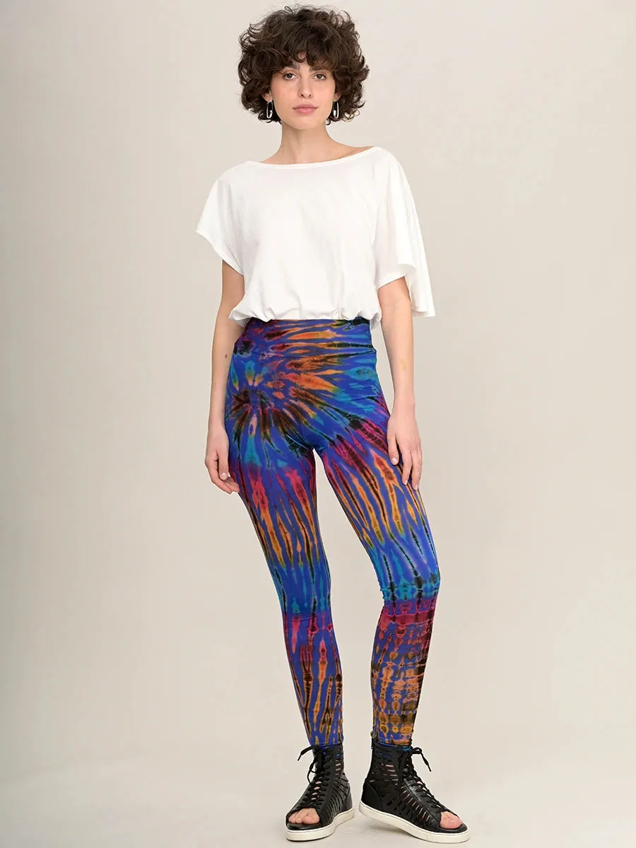 Tie Dye Leggings - Electric Blue